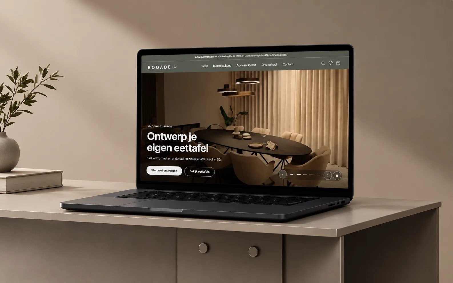 Bogade: Website homepage on a laptop